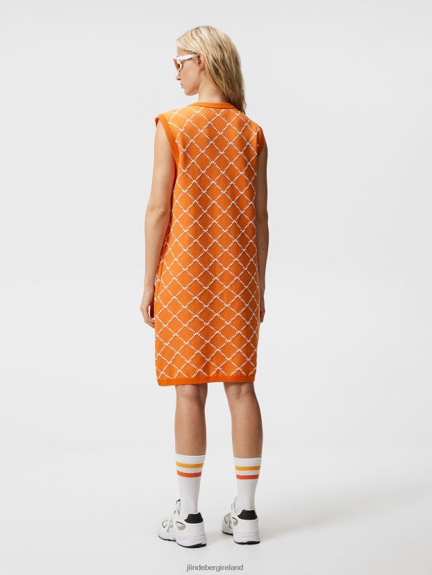 J.Lindeberg Women Fiona Knitted Dress Russet Orange Clothing BXV8X41612 - Click Image to Close