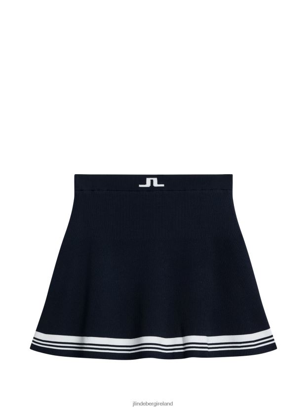 J.Lindeberg Women Frida Stripe Knitted Skirt Navy Clothing BXV8X41558