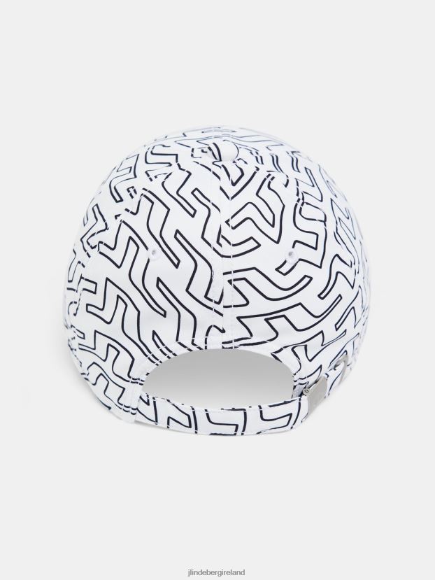 J.Lindeberg Women Asta Print Cap White Bridge Swirl Accessory BXV8X42001