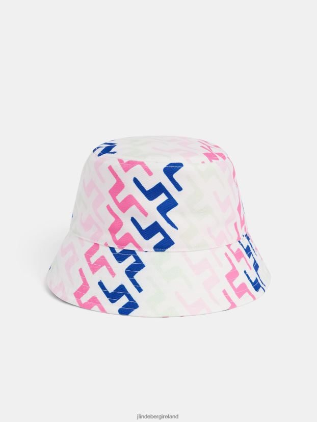 J.Lindeberg Women Wave Print Bucket Hat Pink Painted Bridge Accessory BXV8X41976