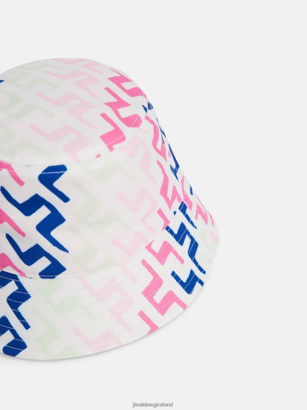 J.Lindeberg Women Wave Print Bucket Hat Pink Painted Bridge Accessory BXV8X41976