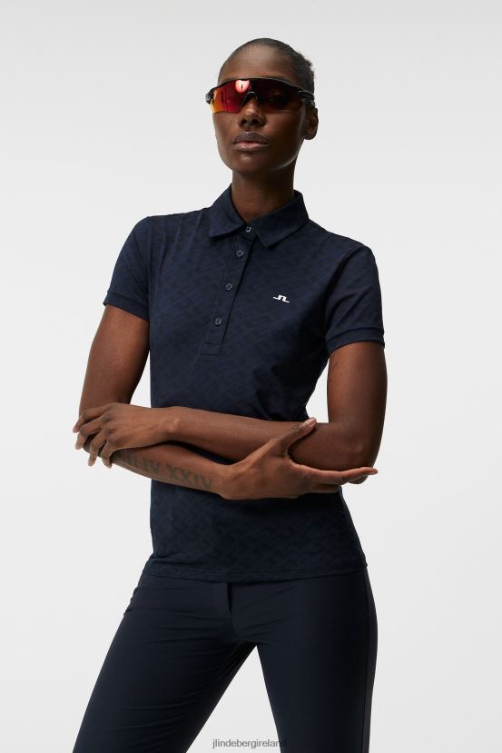 J.Lindeberg Women Alaya Jacquard Polo Navy Clothing BXV8X41542