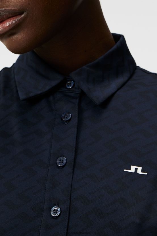 J.Lindeberg Women Alaya Jacquard Polo Navy Clothing BXV8X41542