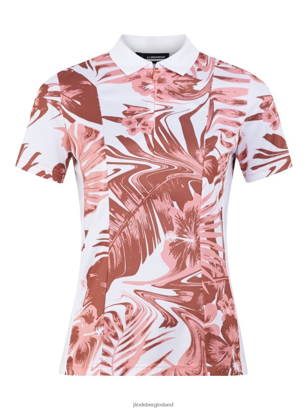 J.Lindeberg Women Evelina Print Polo Hibiscus Pink Clothing BXV8X41543