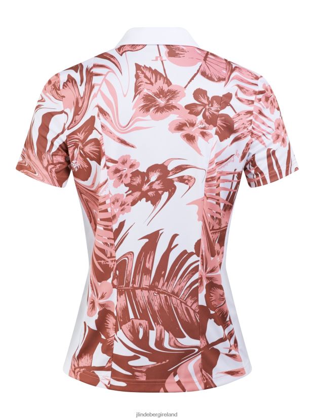 J.Lindeberg Women Evelina Print Polo Hibiscus Pink Clothing BXV8X41543