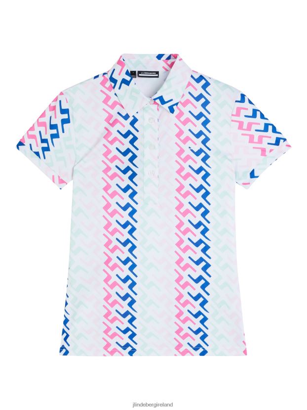 J.Lindeberg Women Hailey Print Polo Pink Painted Bridge Clothing BXV8X41385