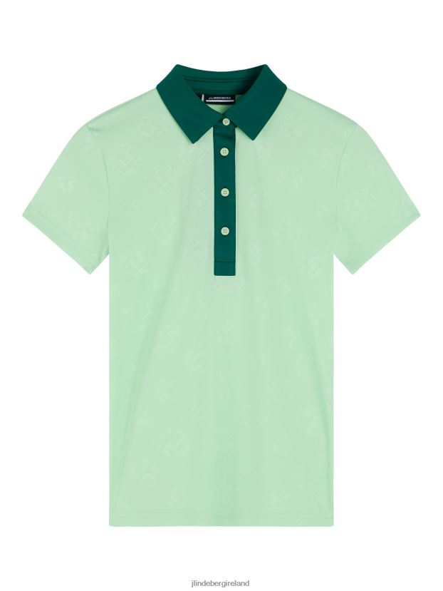 J.Lindeberg Women Henrietta Debossed Polo Patina Green Clothing BXV8X41424