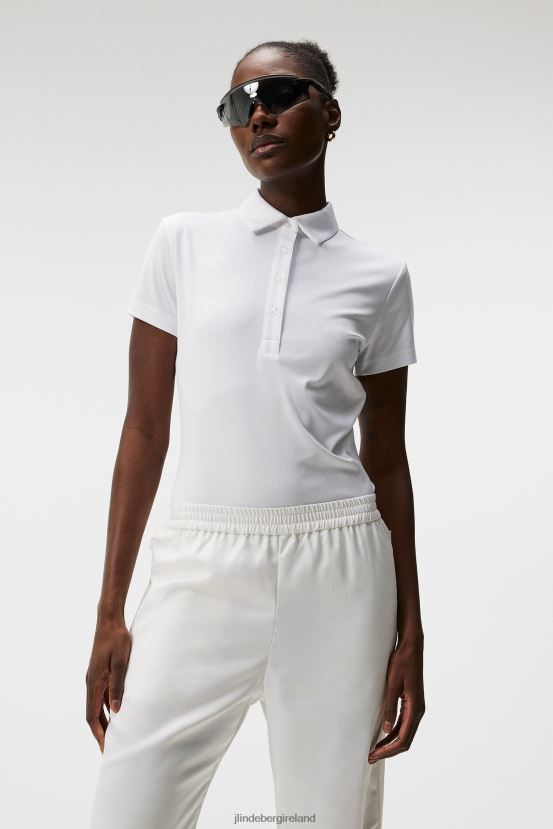 J.Lindeberg Women Henrietta Debossed Polo White Clothing BXV8X41425 - Click Image to Close