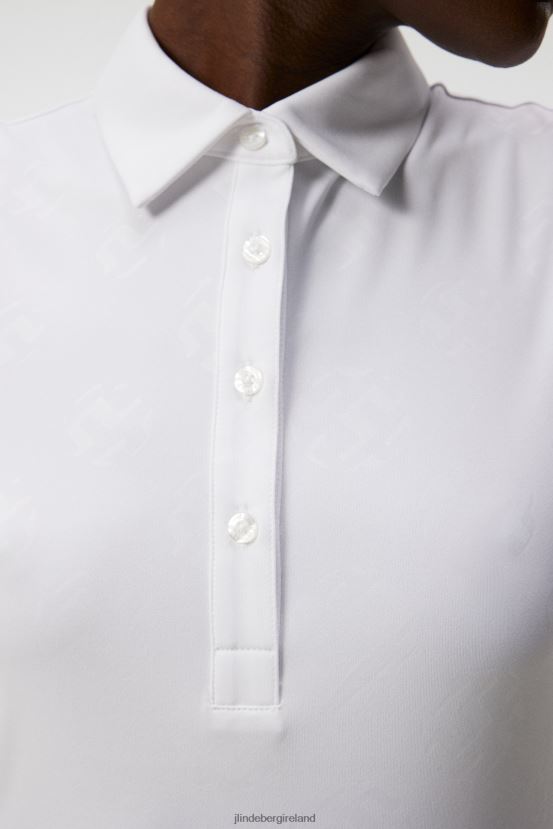 J.Lindeberg Women Henrietta Debossed Polo White Clothing BXV8X41425