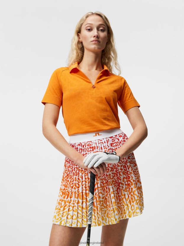 J.Lindeberg Women Sadine Seamless Polo Russet Orange Clothing BXV8X41502