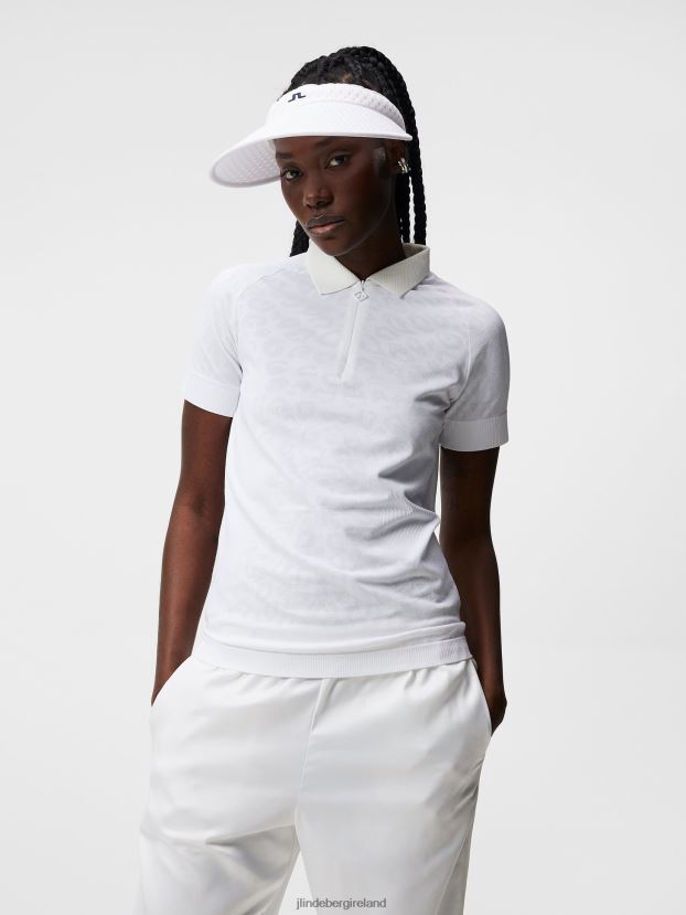 J.Lindeberg Women Sadine Seamless Polo White Clothing BXV8X41501 - Click Image to Close