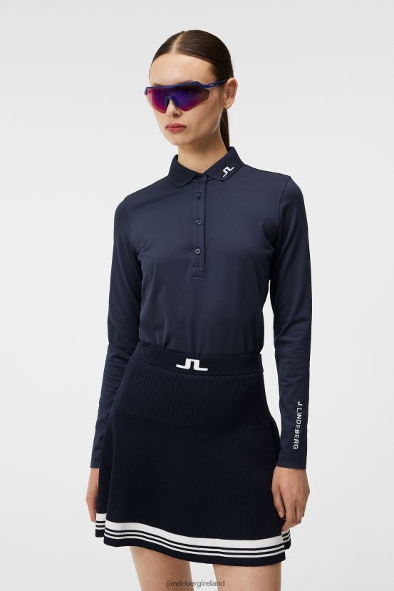 J.Lindeberg Women Tour Tech Long Sleeve Polo Navy Clothing BXV8X41335