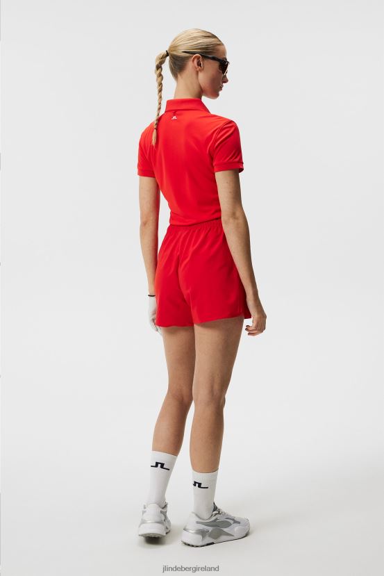 J.Lindeberg Women Tour Tech Polo Fiery Red Clothing BXV8X41469