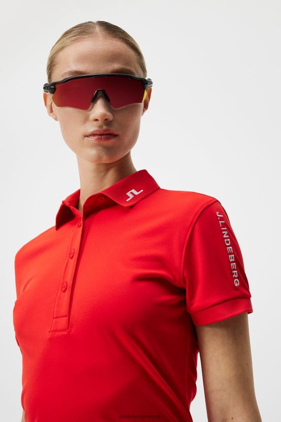 J.Lindeberg Women Tour Tech Polo Fiery Red Clothing BXV8X41469