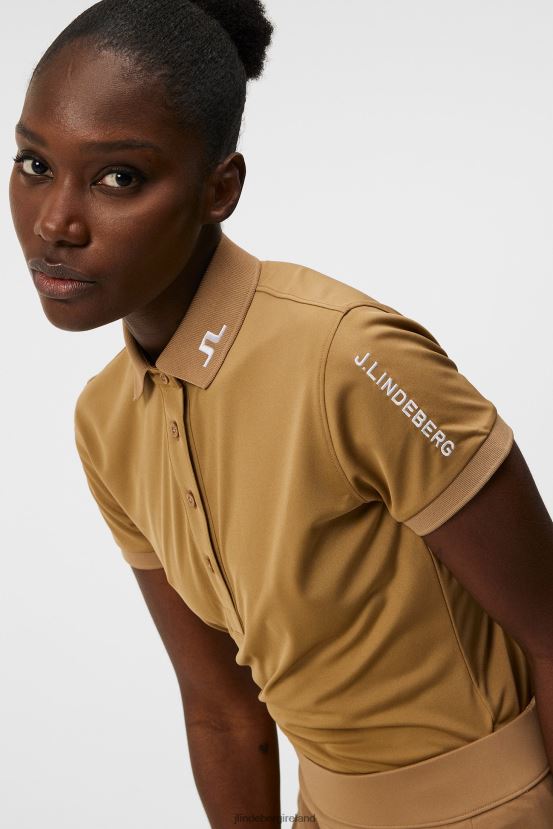 J.Lindeberg Women Tour Tech Polo Tiger Brown Clothing BXV8X41467