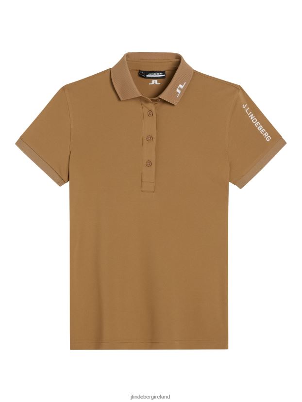 J.Lindeberg Women Tour Tech Polo Tiger Brown Clothing BXV8X41467