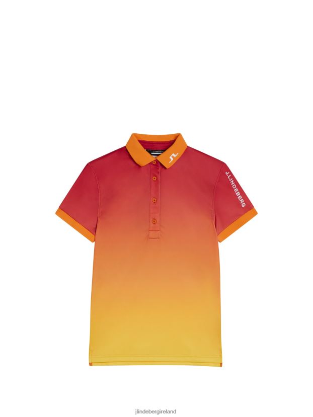 J.Lindeberg Women Tour Tech Print Polo Sunset Fade Clothing BXV8X41461