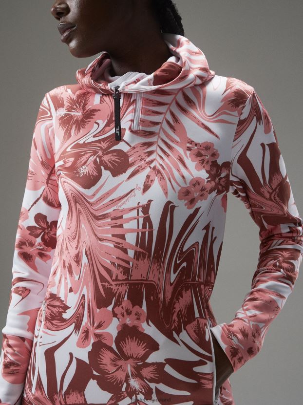 J.Lindeberg Women Aerial Print Quarter Hood Hibiscus Pink Clothing BXV8X41903