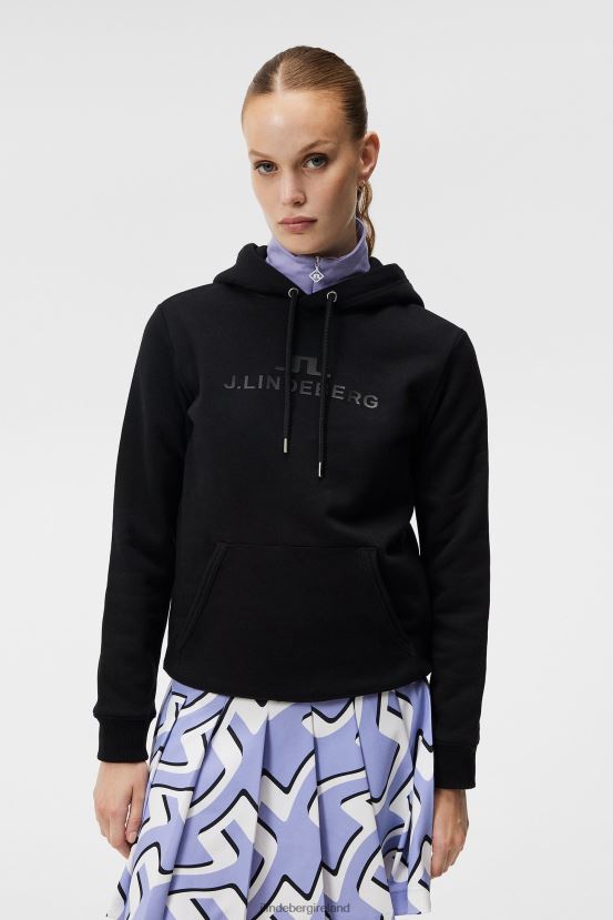 J.Lindeberg Women Alpha Hoodie Black Clothing BXV8X41794 - Click Image to Close