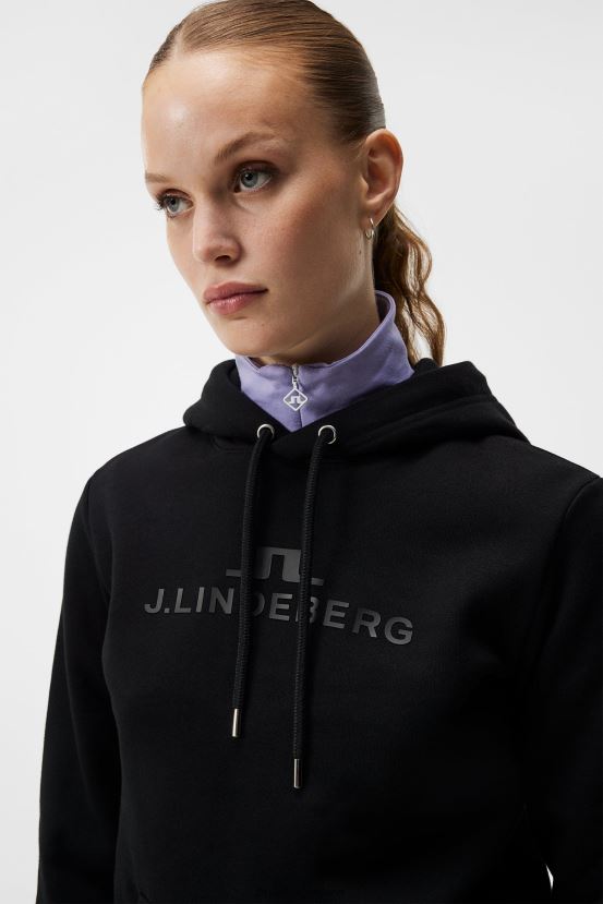 J.Lindeberg Women Alpha Hoodie Black Clothing BXV8X41794