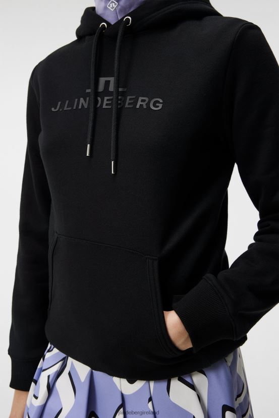 J.Lindeberg Women Alpha Hoodie Black Clothing BXV8X41794