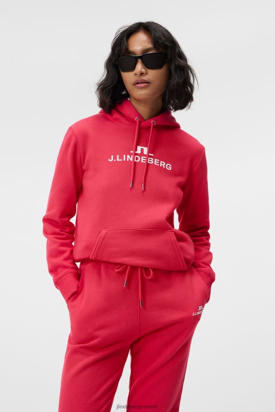 J.Lindeberg Women Alpha Hoodie Rose Red Clothing BXV8X41791 - Click Image to Close