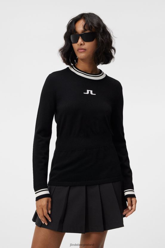 J.Lindeberg Women Bree Knitted Sweater Black Clothing BXV8X41768 - Click Image to Close