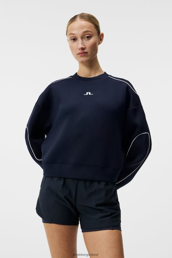 J.Lindeberg Women Miranda Crew Neck Navy Clothing BXV8X41871 - Click Image to Close