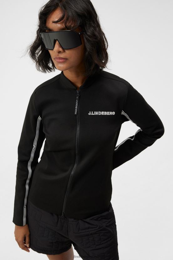 J.Lindeberg Women Wildcat Full Zip Mid Layer Black Clothing BXV8X41781