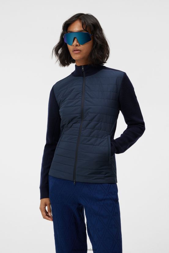 J.Lindeberg Women Wren Knitted Hybrid Jacket Navy Clothing BXV8X41807 - Click Image to Close