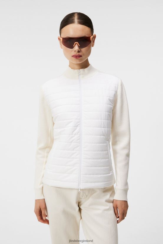 J.Lindeberg Women Wren Knitted Hybrid Jacket White Clothing BXV8X41806