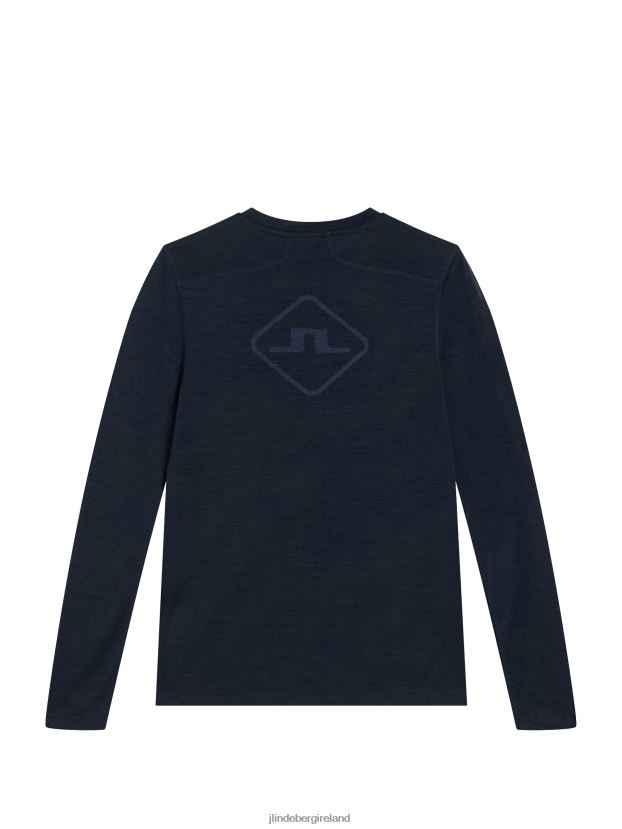 J.Lindeberg Women Shauna Wool Long-Sleeve T-shirt Navy Clothing BXV8X41323 - Click Image to Close