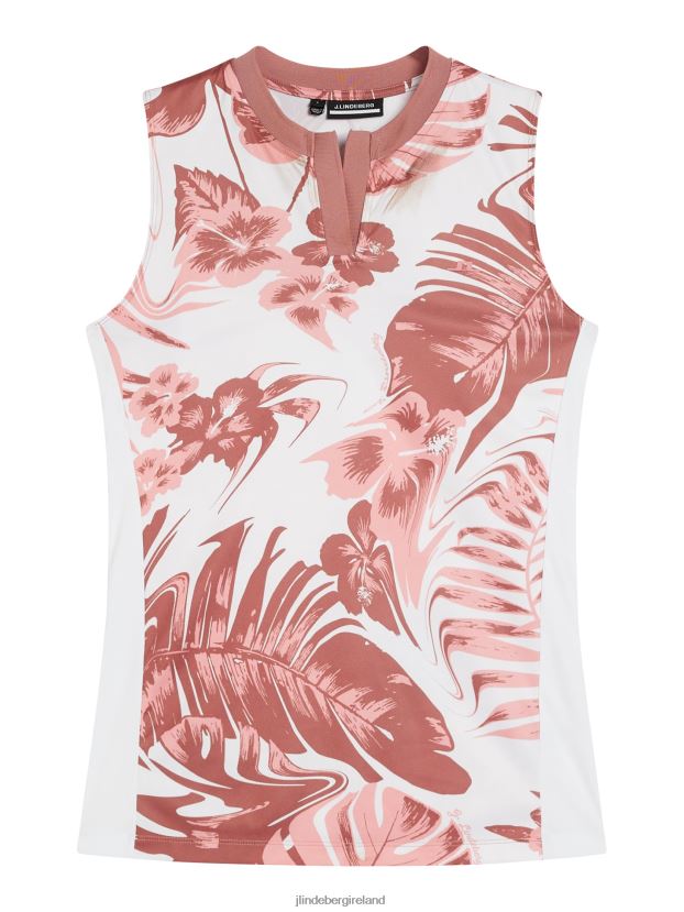 J.Lindeberg Women Meya Print Top Hibiscus Pink Clothing BXV8X41546