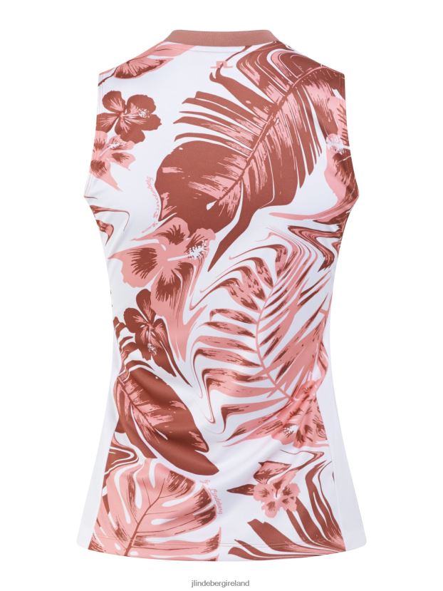 J.Lindeberg Women Meya Print Top Hibiscus Pink Clothing BXV8X41546